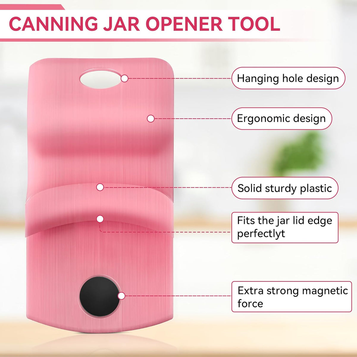 2 Pack Canning Jar Opener with Magnets, Mason Jar Opener For Canning Lids, Regular and Wide Mouth Lids, Powerful Magnet for Easy Refrigerator Storage, Releases Vacuum Seal– Patent Pending(Red)