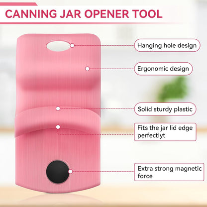 2 Pack Canning Jar Opener with Magnets, Mason Jar Opener For Canning Lids, Regular and Wide Mouth Lids, Powerful Magnet for Easy Refrigerator Storage, Releases Vacuum Seal– Patent Pending(Red)
