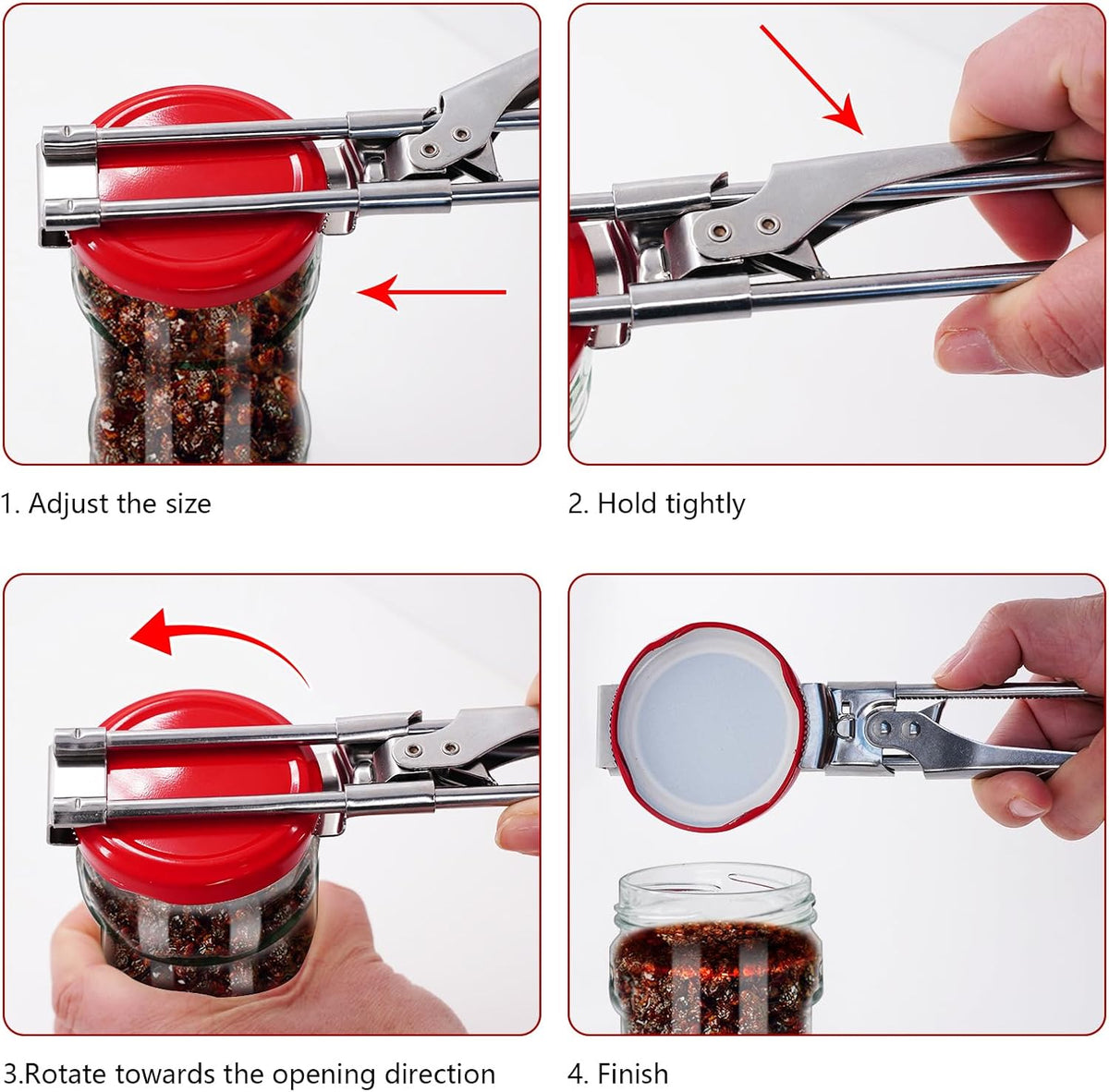 Jar & Bottle Opener, Adjustable Multifunctional Stainless Steel Can Opener Jar Lid Gripper, Manual,Kitchen Accessories