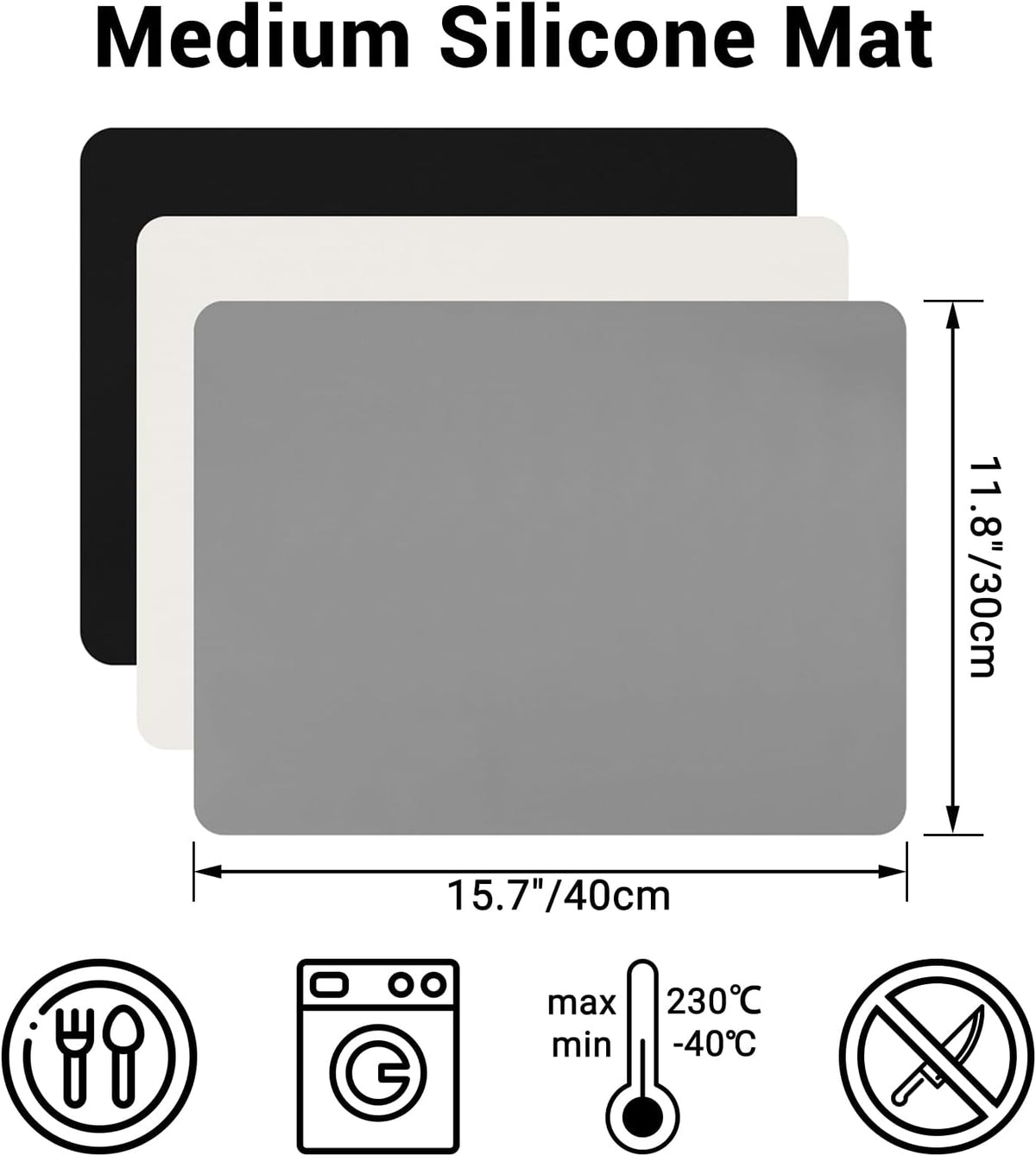 3Pack Silicone Sheet for Crafts, Resin Jewelry Casting Molds Mat, Food Grade Silicone Placemat, Multipurpose Table Protector, Nonstick Nonskid Heat-Resistant, Black&Gray&Beige (15.7x11.8inch)