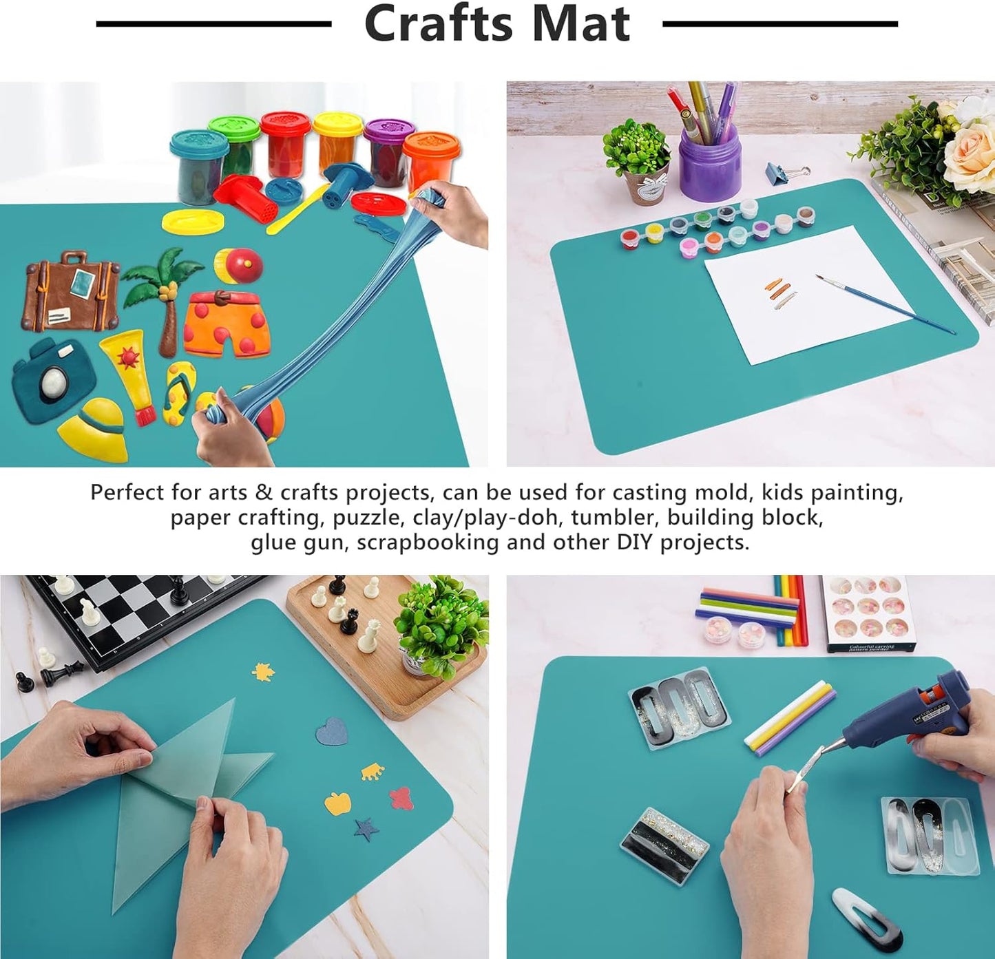 3Pack Silicone Sheet for Crafts, Resin Jewelry Casting Molds Mat, Food Grade Silicone Placemat, Multipurpose Table Protector, Nonstick Nonskid Heat-Resistant, Black&Gray&Beige (15.7x11.8inch)