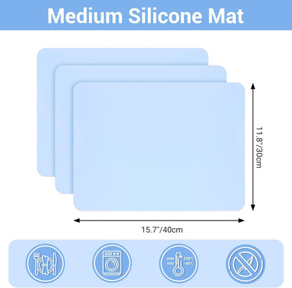3Pack Silicone Sheet for Crafts, Resin Jewelry Casting Molds Mat, Food Grade Silicone Placemat, Multipurpose Table Protector, Nonstick Nonskid Heat-Resistant, Black&Gray&Beige (15.7x11.8inch)