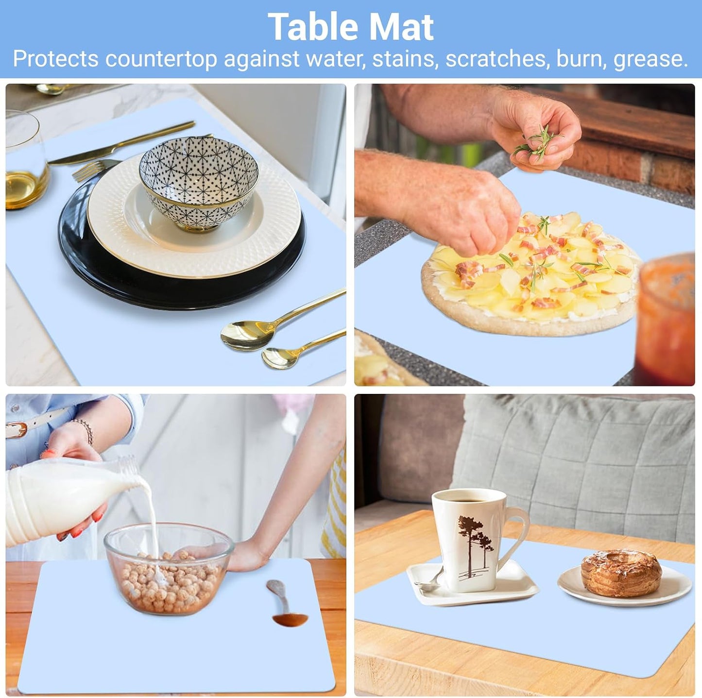 3Pack Silicone Sheet for Crafts, Resin Jewelry Casting Molds Mat, Food Grade Silicone Placemat, Multipurpose Table Protector, Nonstick Nonskid Heat-Resistant, Black&Gray&Beige (15.7x11.8inch)