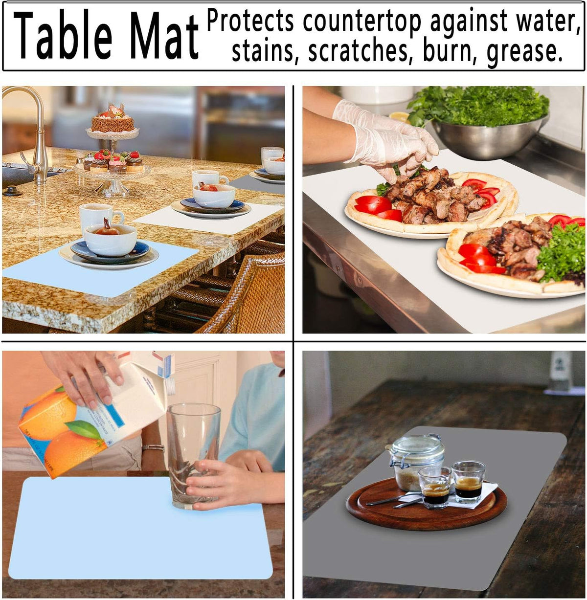 3Pack Silicone Sheet for Crafts, Resin Jewelry Casting Molds Mat, Food Grade Silicone Placemat, Multipurpose Table Protector, Nonstick Nonskid Heat-Resistant, Black&Gray&Beige (15.7x11.8inch)