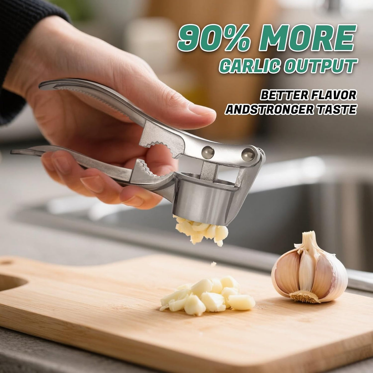 Aluminum Garlic Press with Peeler Dual Use for Garlic Nuts Ginger