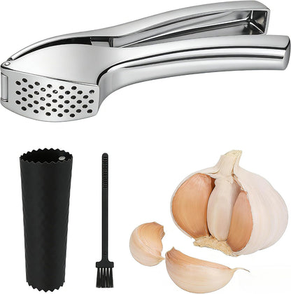 Aluminum Garlic Press with Peeler Dual Use for Garlic Nuts Ginger