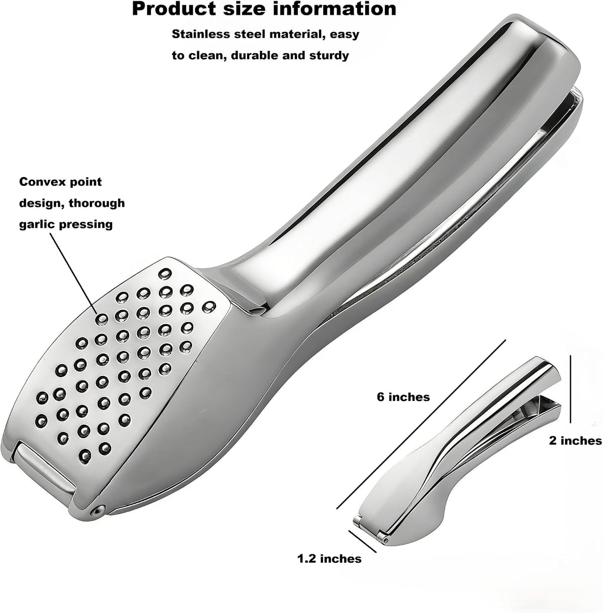 Aluminum Garlic Press with Peeler Dual Use for Garlic Nuts Ginger