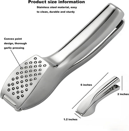 Aluminum Garlic Press with Peeler Dual Use for Garlic Nuts Ginger