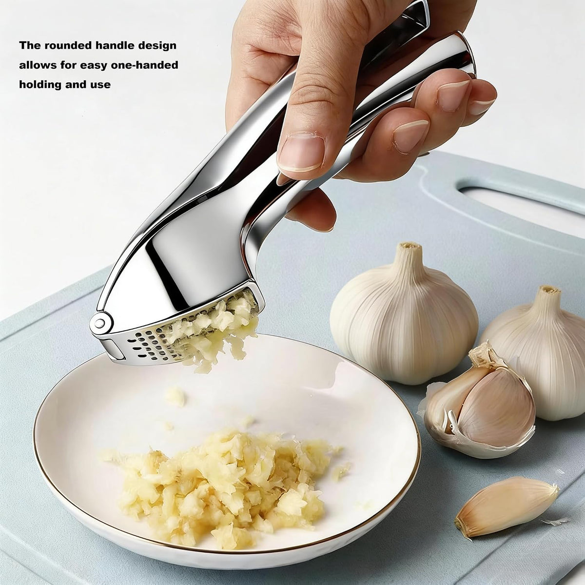 Aluminum Garlic Press with Peeler Dual Use for Garlic Nuts Ginger