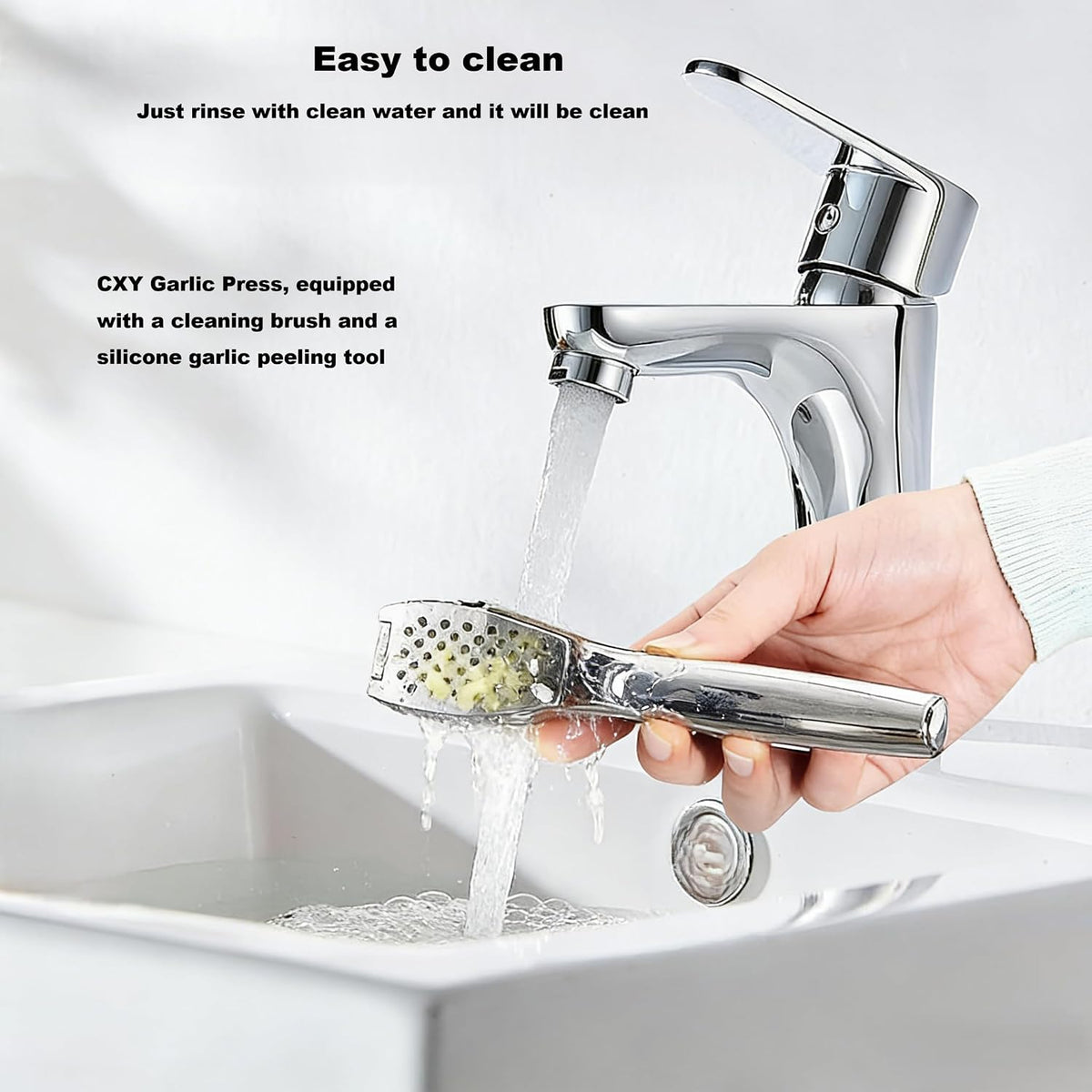 Aluminum Garlic Press with Peeler Dual Use for Garlic Nuts Ginger