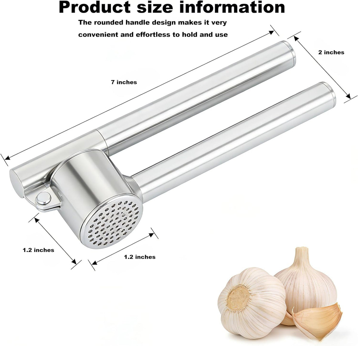 Aluminum Garlic Press with Peeler Dual Use for Garlic Nuts Ginger