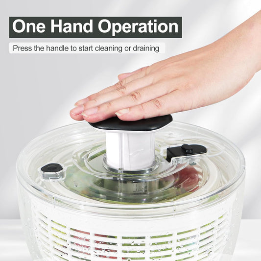 Salad Spinner Small Lettuce Spinner Kitchen Gadgets Vegetable Washer, High Efficiency for Home Kitchen Washing & Drying Leafy Vegetables, One-Handed Handle Easy Press 3.8 Qt White