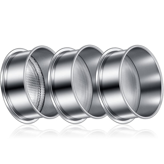 3 Pcs 304 Stainless Lab Sieves, 200, 80 and 10 Mesh (0.074, 0.18 and 2 Mm) Aperture Test Sieve, 4 Inch Diameter Economy Test Sieve with Labels for Industrial Laboratory