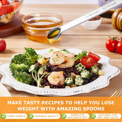 2PCS 1/4 Teaspoon Measuring Spoon Small Mini Stainless Steel Long Handle Measuring Spoons (1/4 Tsp | 1.25 Ml | 1.25 Cc) Teaspoons Measuring Spoon Measuring Teaspoons