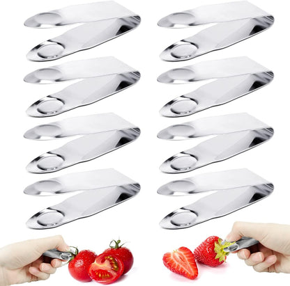 4 Pcs Stainless Steel Strawberry Huller, Fruit Stem Remover Core Tool Kitchen Gadgets for Cherry Tomato Berry, Silver