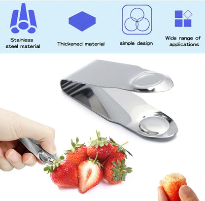4 Pcs Stainless Steel Strawberry Huller, Fruit Stem Remover Core Tool Kitchen Gadgets for Cherry Tomato Berry, Silver