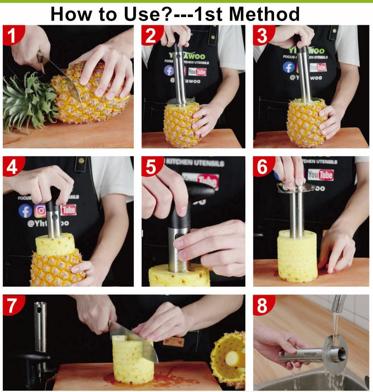 Pineapple Corer and Slicer [Reinforced sharp blades & Heavy duty & Durable], Pineapple Cutter Corer Peeler, Stainless Steel Decorer Fruit Knife,Easy Core Remover