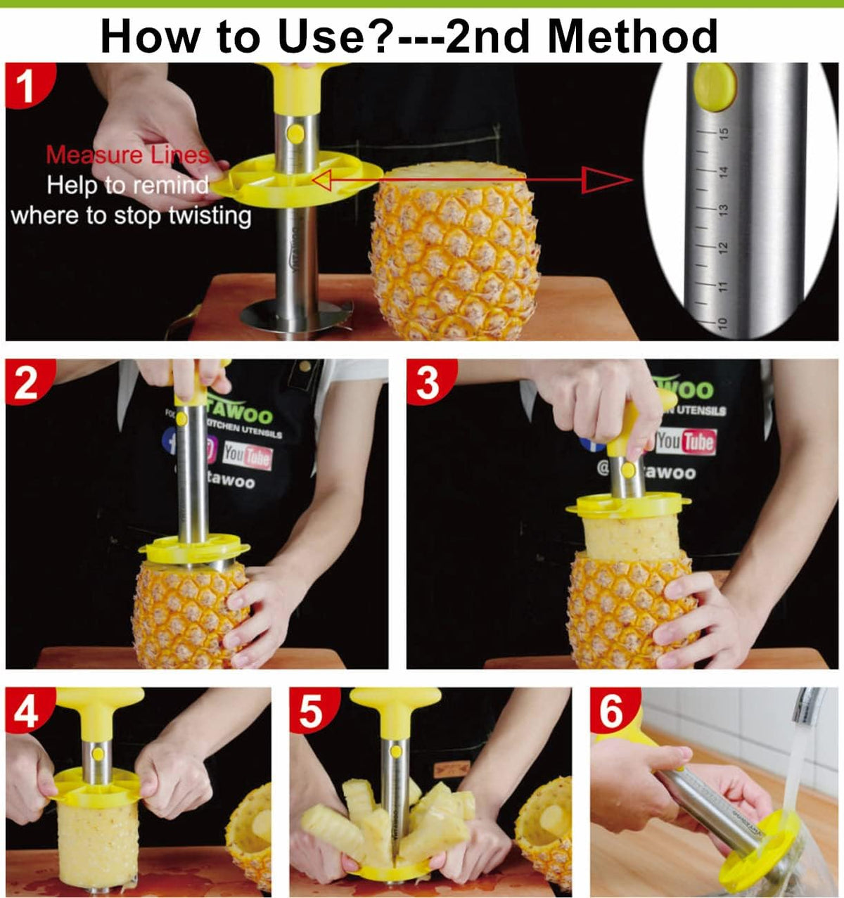 Pineapple Corer and Slicer [Reinforced sharp blades & Heavy duty & Durable], Pineapple Cutter Corer Peeler, Stainless Steel Decorer Fruit Knife,Easy Core Remover