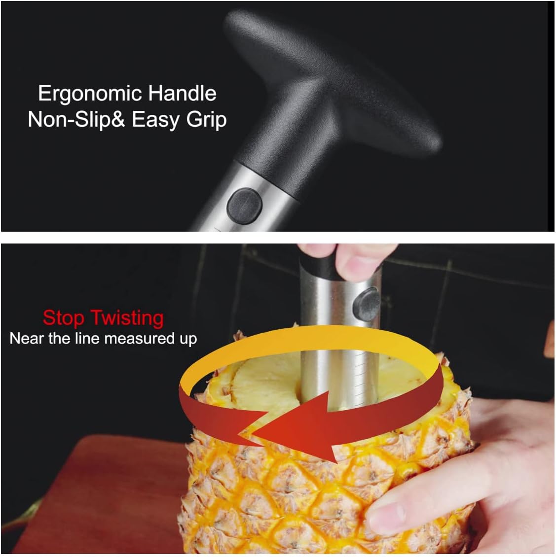 Pineapple Corer and Slicer [Reinforced sharp blades & Heavy duty & Durable], Pineapple Cutter Corer Peeler, Stainless Steel Decorer Fruit Knife,Easy Core Remover
