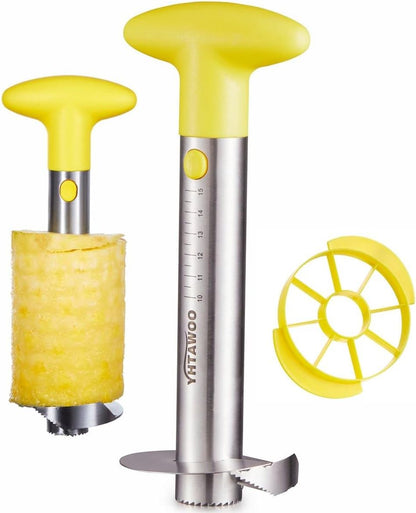 Pineapple Corer and Slicer [Reinforced sharp blades & Heavy duty & Durable], Pineapple Cutter Corer Peeler, Stainless Steel Decorer Fruit Knife,Easy Core Remover
