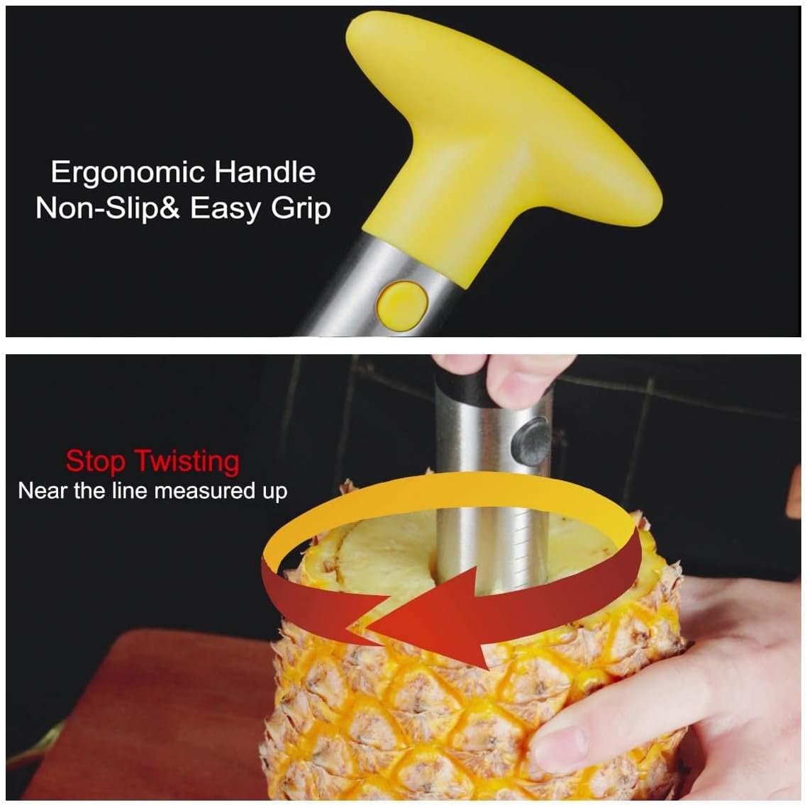 Pineapple Corer and Slicer [Reinforced sharp blades & Heavy duty & Durable], Pineapple Cutter Corer Peeler, Stainless Steel Decorer Fruit Knife,Easy Core Remover