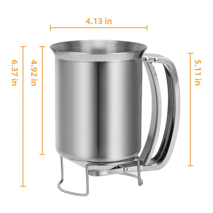 32 oz Stainless Steel Pancake Batter Dispenser with 12PCS Silicone Molds | Easy to Use and Clean, for Making Uniform Pancakes, Cakes, Cupcakes, Muffins, Waffles, Crepes