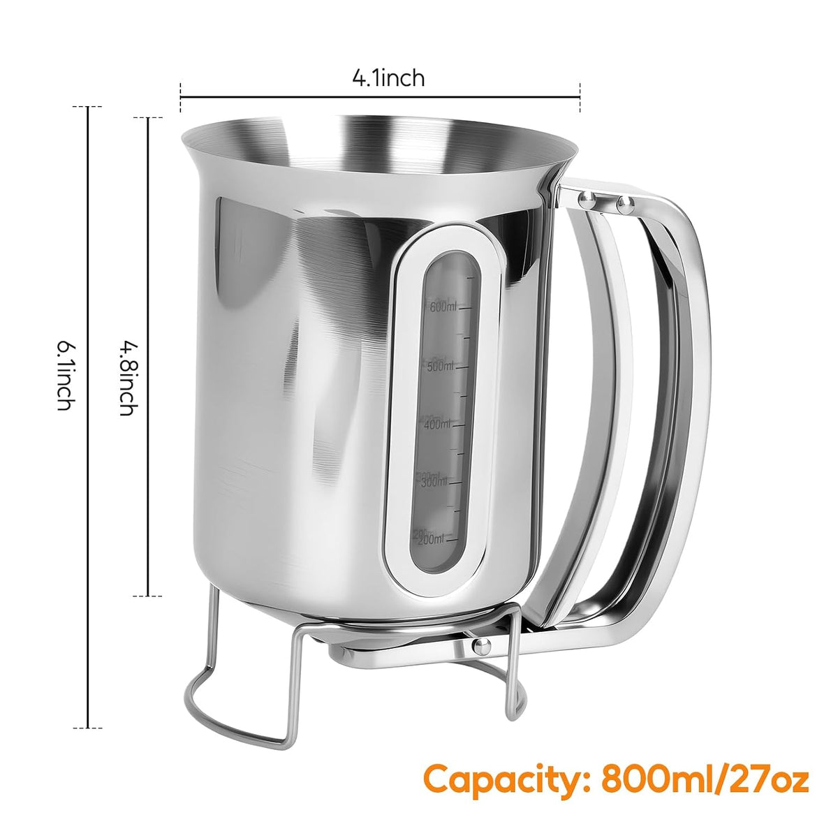 32 oz Stainless Steel Pancake Batter Dispenser with 12PCS Silicone Molds | Easy to Use and Clean, for Making Uniform Pancakes, Cakes, Cupcakes, Muffins, Waffles, Crepes