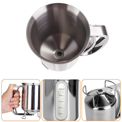32 oz Stainless Steel Pancake Batter Dispenser with 12PCS Silicone Molds | Easy to Use and Clean, for Making Uniform Pancakes, Cakes, Cupcakes, Muffins, Waffles, Crepes