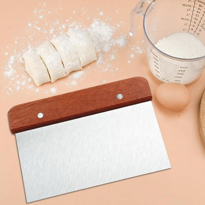 Bench Scraper Stainless Steel Dough Scraper 2 Pcs Wood Handle
