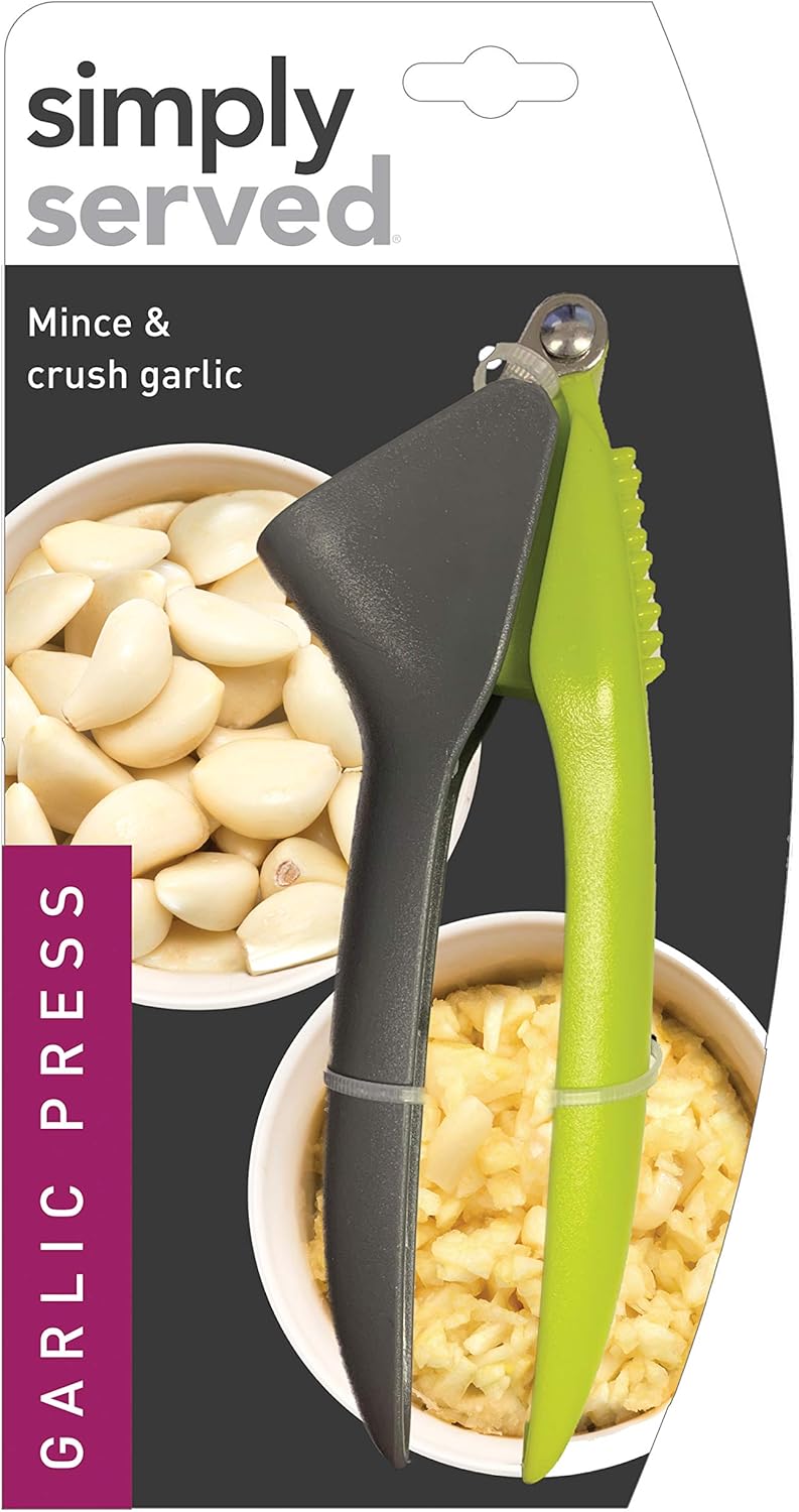 Garlic Press, Mince and Crush Cloves, Built-In Cleaner, Comfortable Handle, Dishwasher Safe