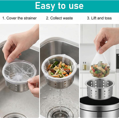 200 Pack Kitchen Sink Strainer Mesh Bag, Disposable Residue Filtering Bags, Anti-Clogging Sink Drain Covers for Sink Drain for Collecting Kitchen Food Waste Leftover Garbage, Fits Most Sink Strainers