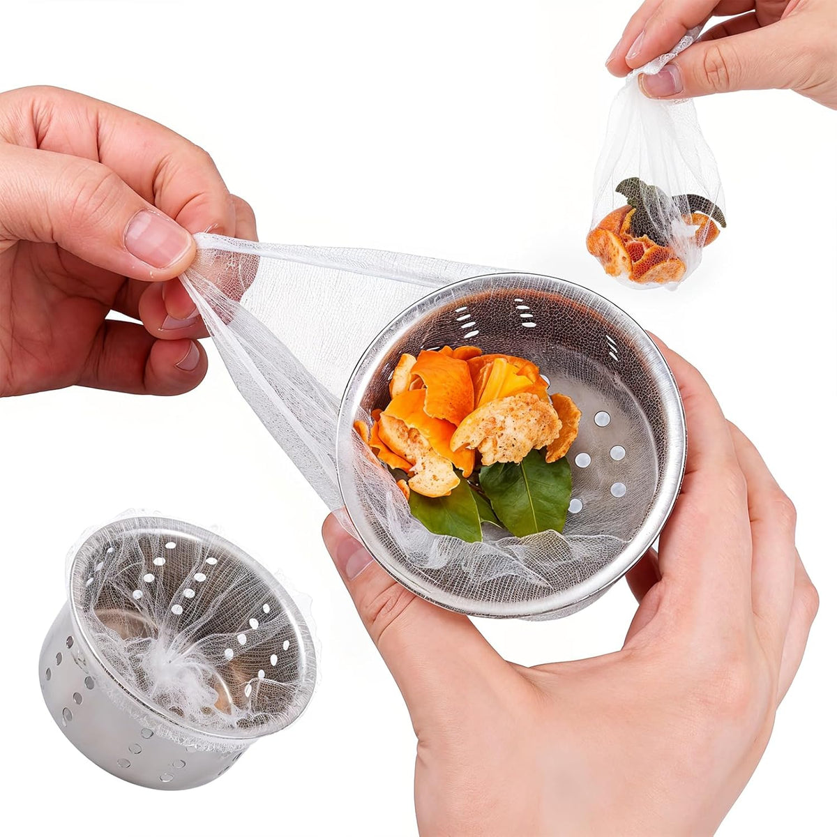 200 Pack Kitchen Sink Strainer Mesh Bag, Disposable Residue Filtering Bags, Anti-Clogging Sink Drain Covers for Sink Drain for Collecting Kitchen Food Waste Leftover Garbage, Fits Most Sink Strainers