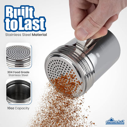 Stainless Steel Dredge Shaker Ideal For Salt, Spice, Sugar, Flour (1, 10 oz)