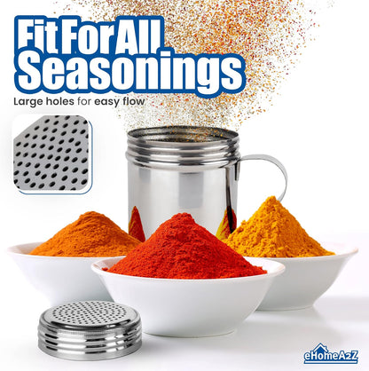 Stainless Steel Dredge Shaker Ideal For Salt, Spice, Sugar, Flour (1, 10 oz)