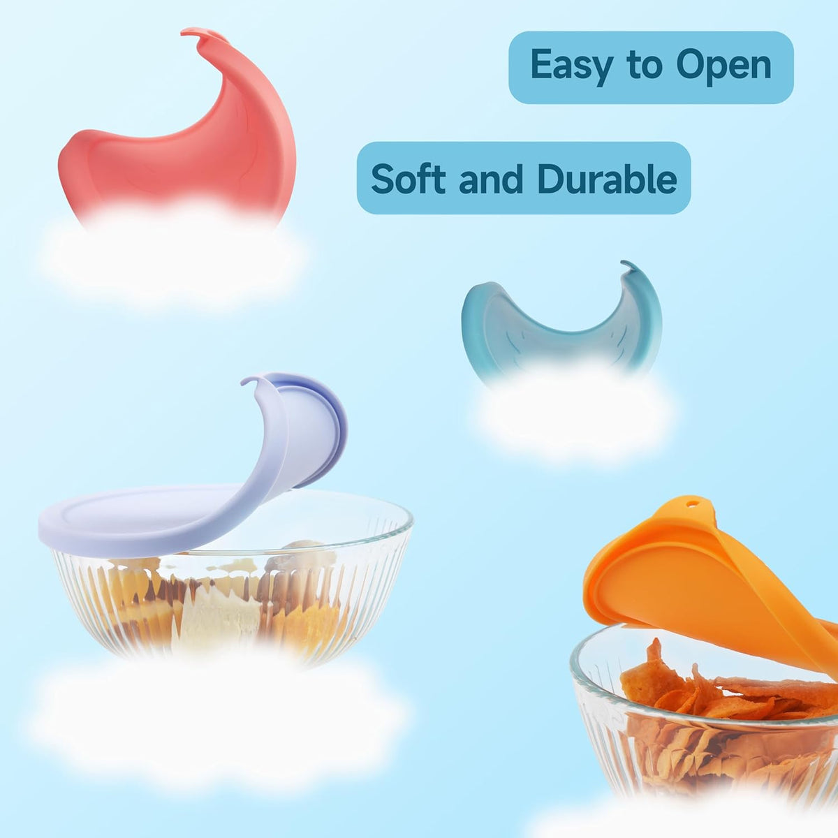 3 Pack Silicone Replacement Lids for Pyrex 7402-S 1.3 Qt, 7403-S 2.3 Qt, 7404-S 4.5 Qt Sculpted Tinted Glass Mixing Bowls (BOWL NOT INCLUDED)
