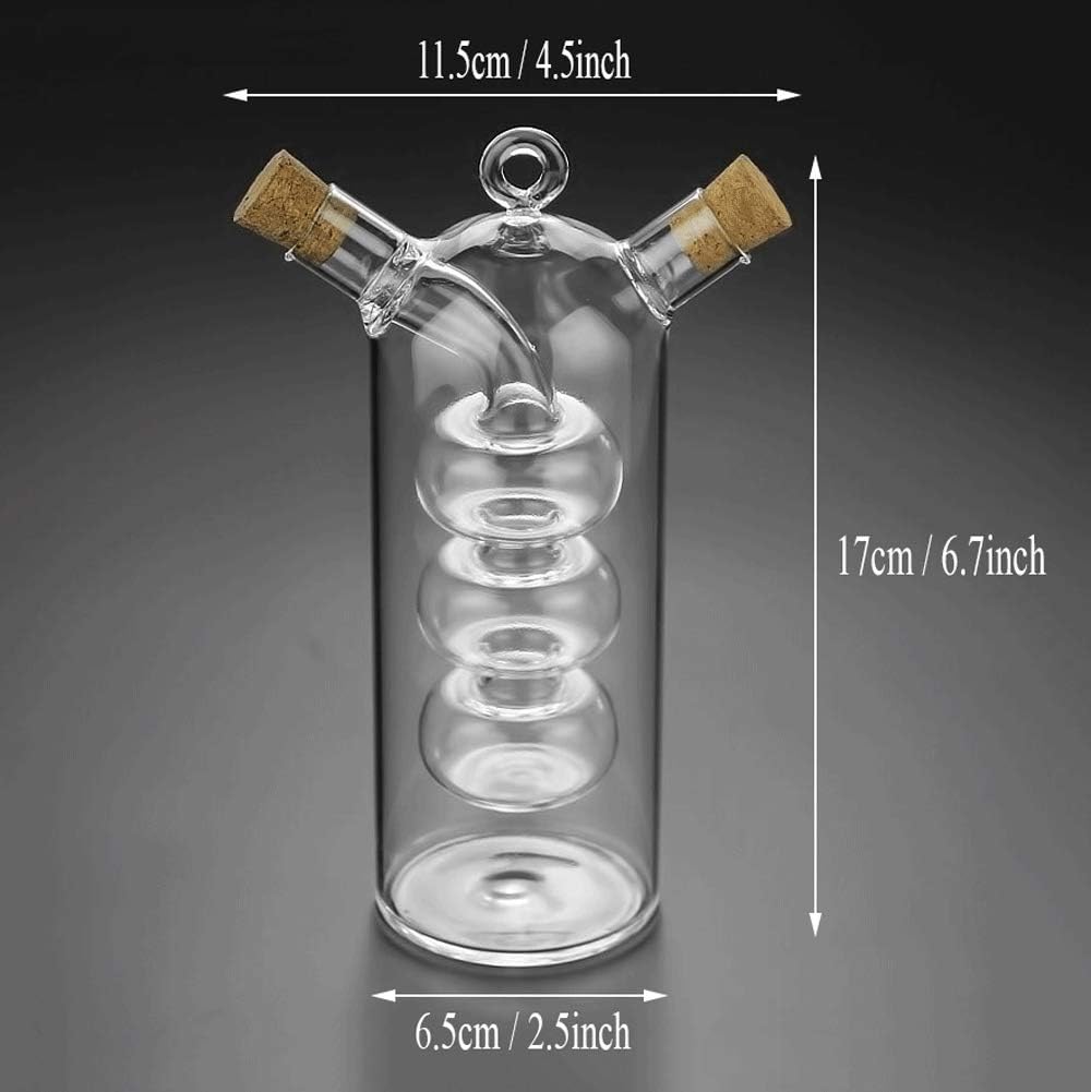 Olive Oil and Vinegar Dispenser Cruet Bottles, 2 in 1 Transparent Dual Glass for Kitchen Cooking Container