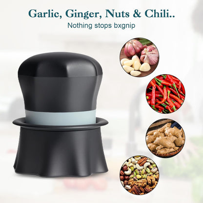 Garlic Crusher, Garlic Press Also for Ginger, Nuts, Chili, Herbs, Twist Mincer Easy Squeeze Manual Press Peeler with Peeler And Scraper, Easy to Clean