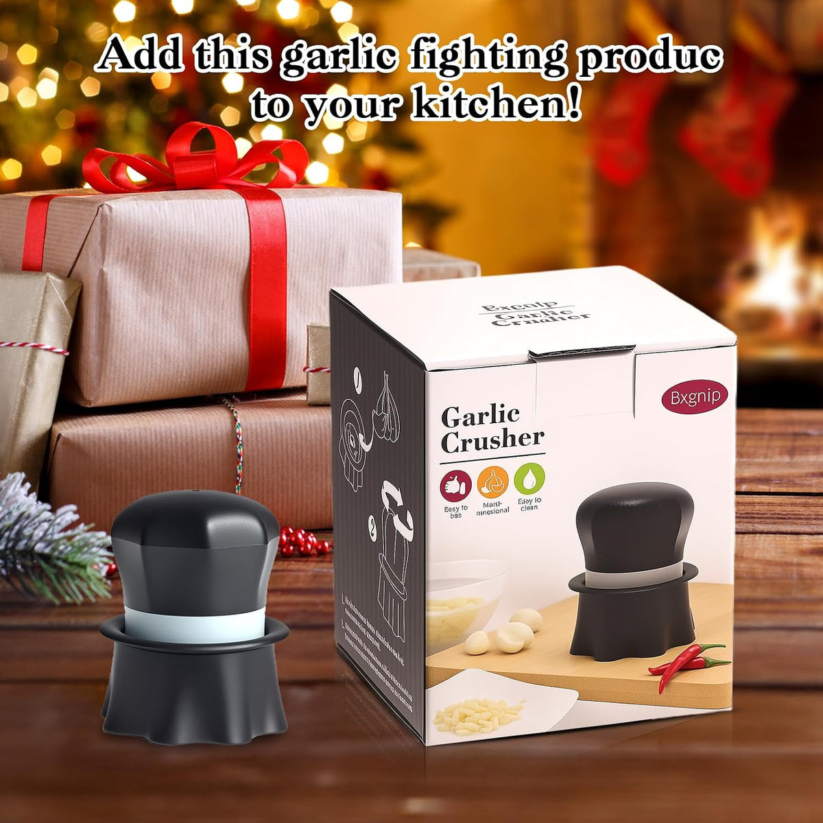 Garlic Crusher, Garlic Press Also for Ginger, Nuts, Chili, Herbs, Twist Mincer Easy Squeeze Manual Press Peeler with Peeler And Scraper, Easy to Clean
