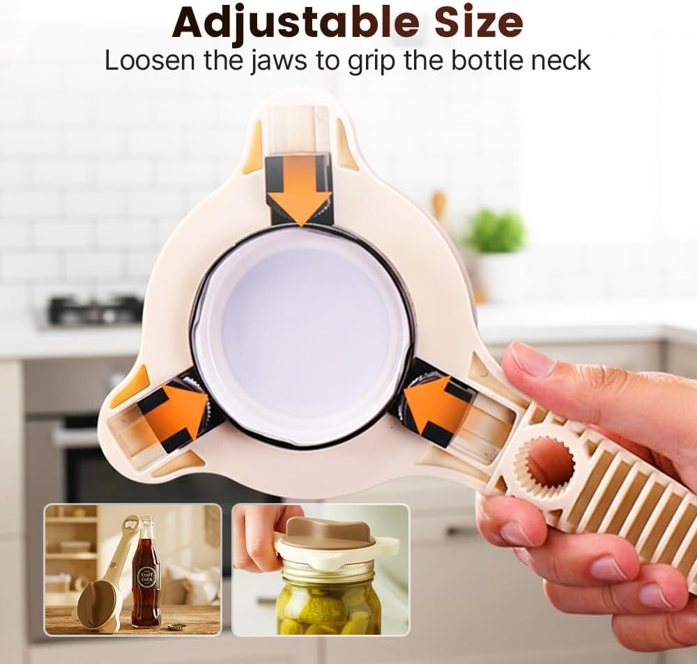 2026 New 4-in-1 Jar Opener - Adjustable Stainless Steel Lid Remover for Seniors & Arthritis Sufferers, Fits Kitchen Jars, Bottles & Cans