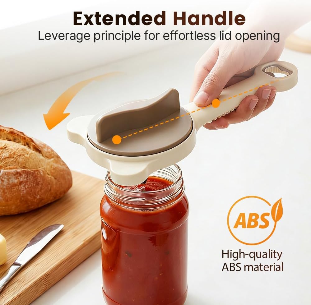 2026 New 4-in-1 Jar Opener - Adjustable Stainless Steel Lid Remover for Seniors & Arthritis Sufferers, Fits Kitchen Jars, Bottles & Cans