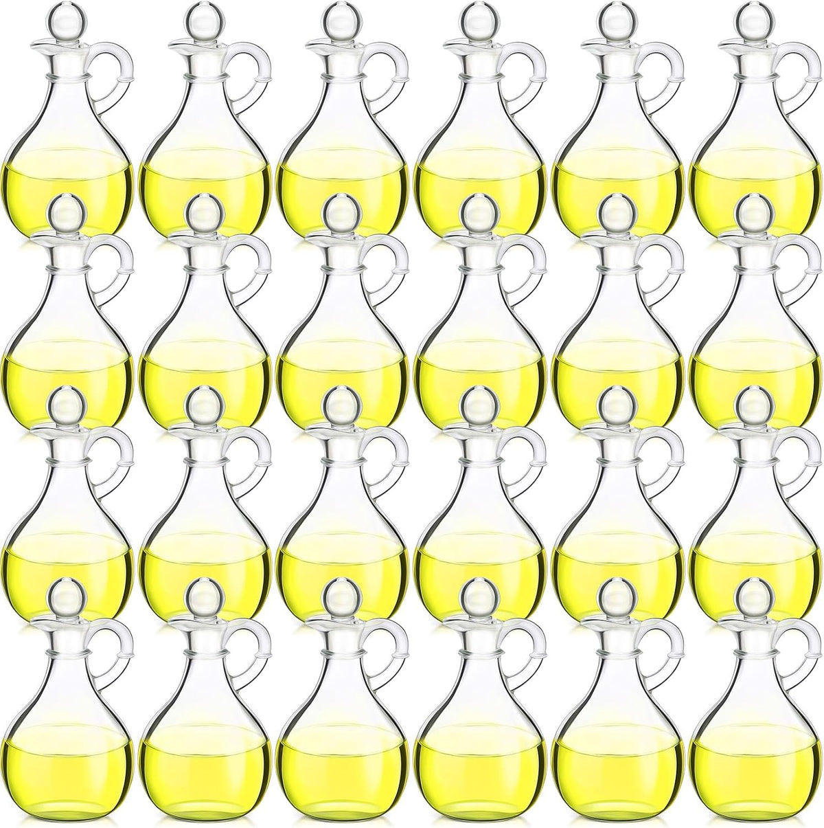 12 Pcs 12 oz Glass Oil Cruets with Stopper Bottle Vinegar Dispenser Small Salad Dressing Container Round Jar Glass Serving Syrup Bottles with Handle for Sauce Water Olive Oil