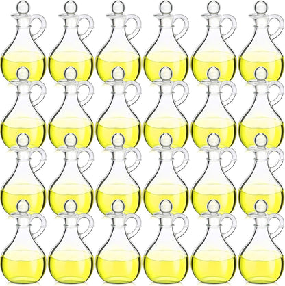 12 Pcs 12 oz Glass Oil Cruets with Stopper Bottle Vinegar Dispenser Small Salad Dressing Container Round Jar Glass Serving Syrup Bottles with Handle for Sauce Water Olive Oil