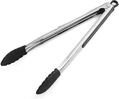 5216358 Professional Stainless Steel and Heat Resistant Nylon Locking Kitchen Tongs with Silicone Tips, 12-Inch