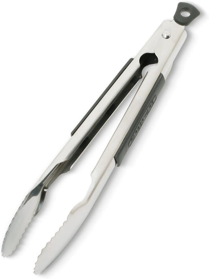 5216358 Professional Stainless Steel and Heat Resistant Nylon Locking Kitchen Tongs with Silicone Tips, 12-Inch