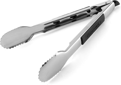 5216358 Professional Stainless Steel and Heat Resistant Nylon Locking Kitchen Tongs with Silicone Tips, 12-Inch