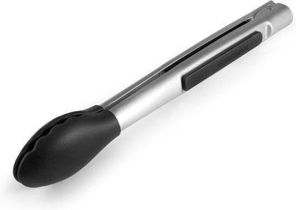 5216358 Professional Stainless Steel and Heat Resistant Nylon Locking Kitchen Tongs with Silicone Tips, 12-Inch