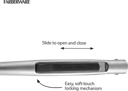 5216358 Professional Stainless Steel and Heat Resistant Nylon Locking Kitchen Tongs with Silicone Tips, 12-Inch