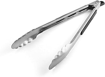 5216358 Professional Stainless Steel and Heat Resistant Nylon Locking Kitchen Tongs with Silicone Tips, 12-Inch