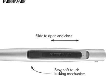 5216358 Professional Stainless Steel and Heat Resistant Nylon Locking Kitchen Tongs with Silicone Tips, 12-Inch