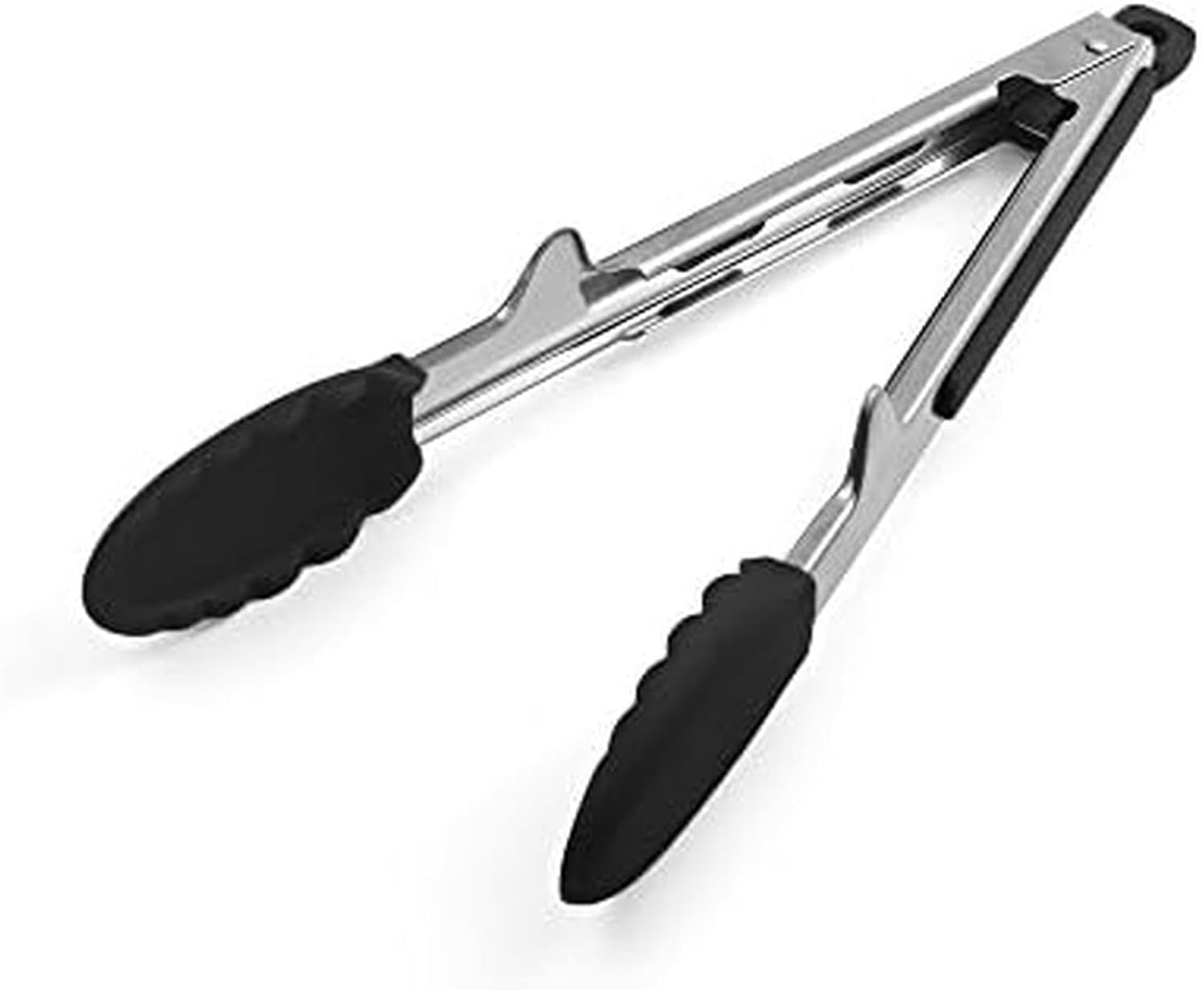 5216358 Professional Stainless Steel and Heat Resistant Nylon Locking Kitchen Tongs with Silicone Tips, 12-Inch